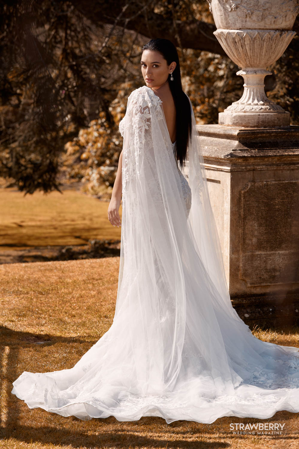 Wedding dress with a lace cape - Wedding dresses - Leah S Designs